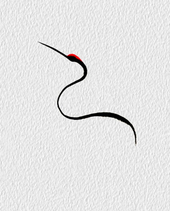 极简线条丹顶鹤简笔画画法